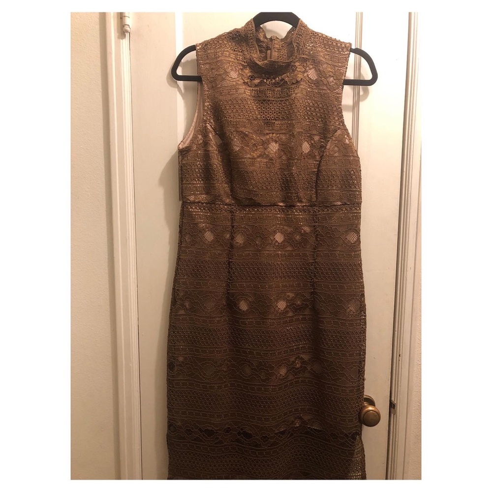 Brown Lace Midi Dress